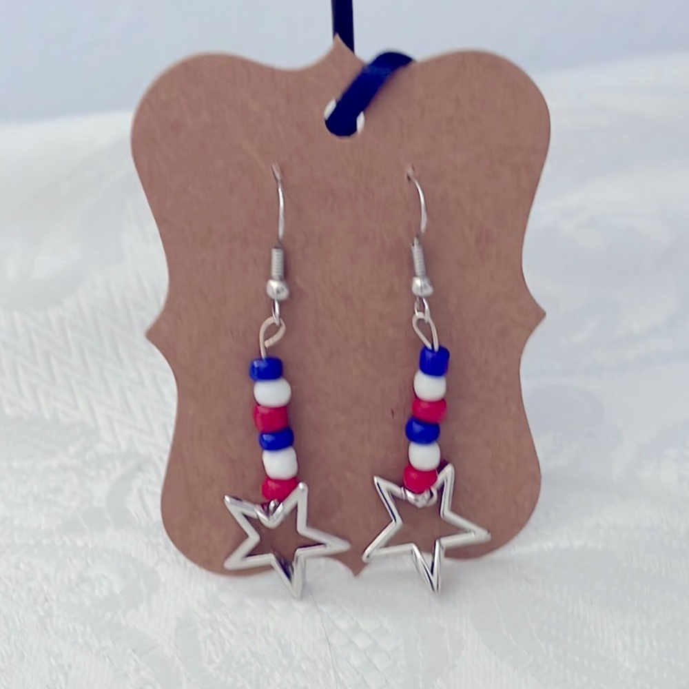 STARS ⭐️ And Stripes Beaded Earrings Handmade